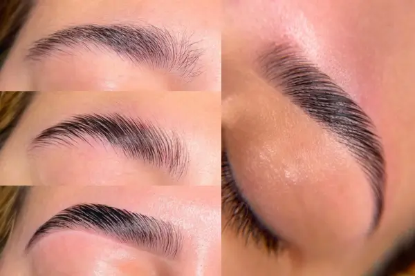 Antes e depois brow lamination