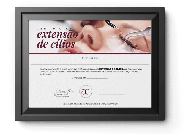 Certificado extensão de cílios