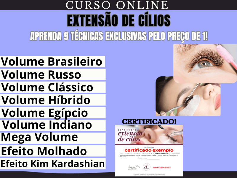 Curso Online extensão de cílios 