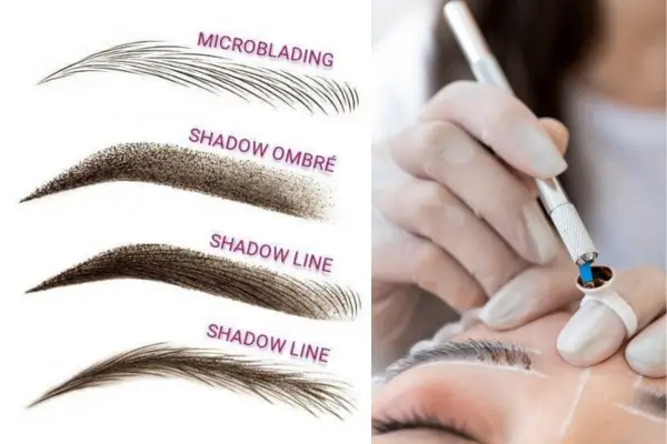 Comparação entre microblading, shadow ombré, shadow line para sobrancelhas.